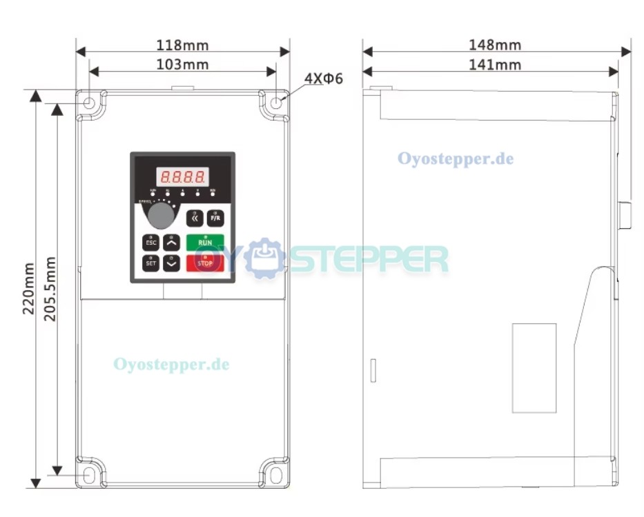 Wassergek&uuml;hltes CNC HF-Spindel-Set 5,5kW 220V/380V mit 5,5kW Frequenzumrichter &Oslash;125mm Spindelhalter und ER32 Spannzangen